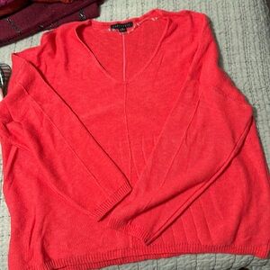 Sanctuary coral/orange vneck cotton 2x sweater